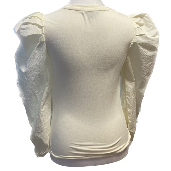 Skies are Blue Puff Sleeve Blouse Cream Crew Neck Size XS NWT - Picture 10 of 16